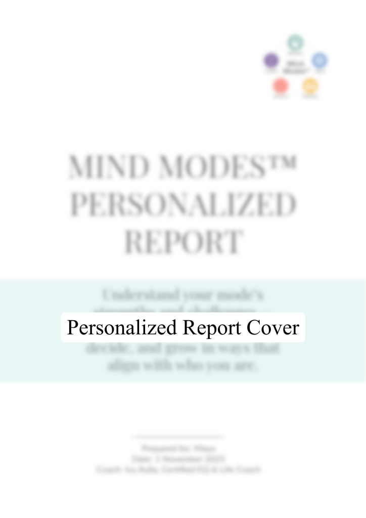 Blurred preview of the Mind Modes™ Personal Personalized Report cover showing the premium layout without revealing content.