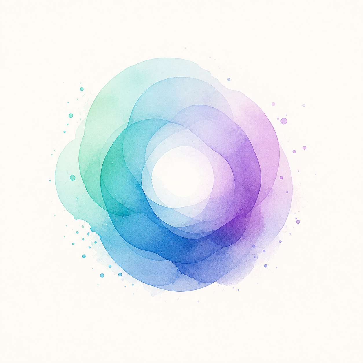 Soft watercolor abstract lens shape in teal and blue representing a quick first insight.