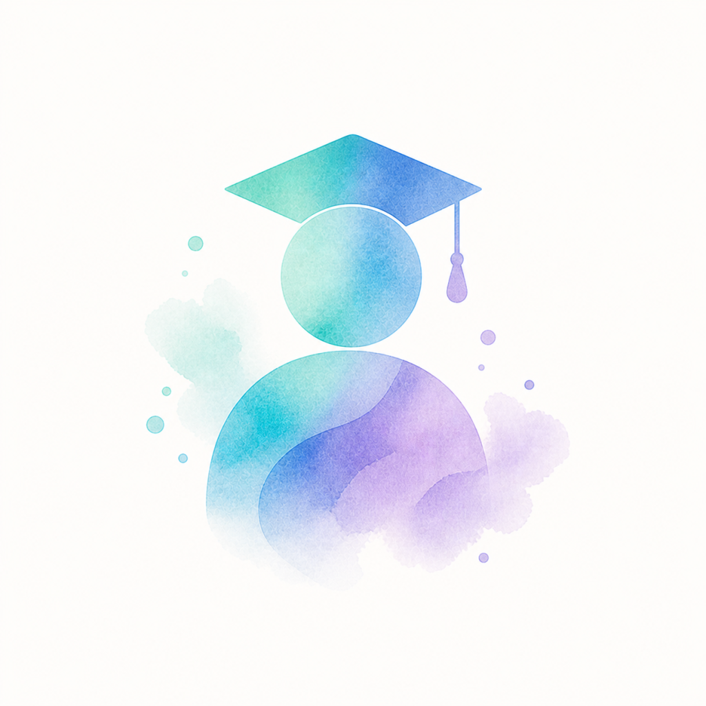 Watercolor mini‑icon representing students.