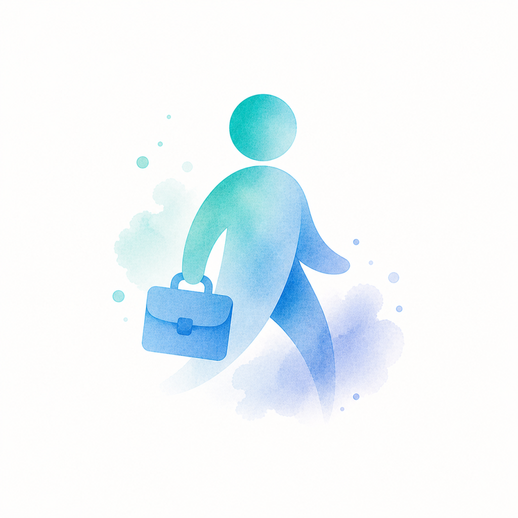 Watercolor mini‑icon representing professionals.