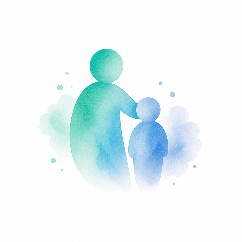 Watercolor mini‑icon representing families.
